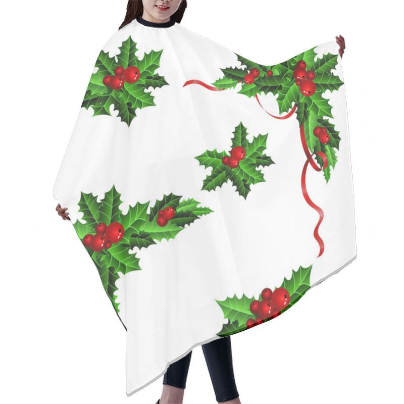 Personality  Decorative Elements With Christmas Holly Set Hair Cutting Cape