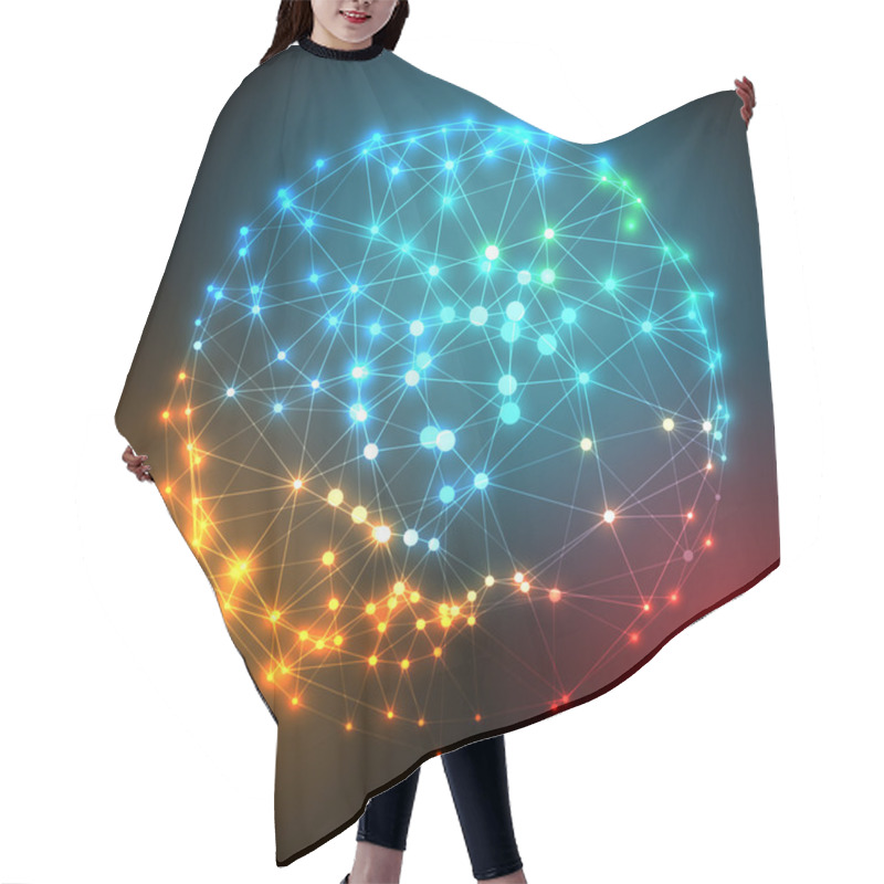 Personality  Abstract Globe With Low Poly Connected Dot And Lines Hair Cutting Cape