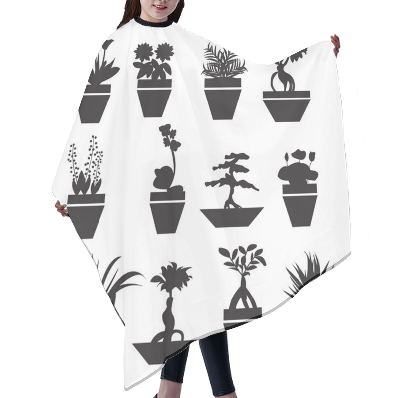 Personality   Pot Plants  Garden Flowers  And  Herbs - Illustration Hair Cutting Cape