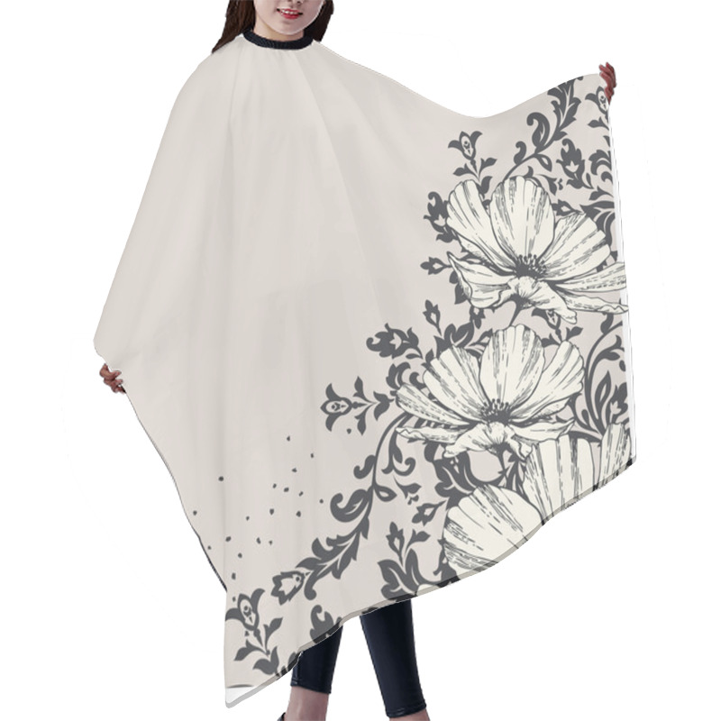 Personality  Floral Background With Blooming Flowers Hair Cutting Cape