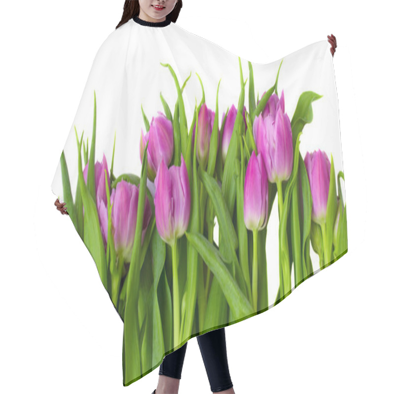 Personality  Purple Tulips Border Hair Cutting Cape