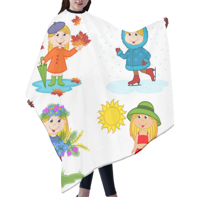 Personality  Girl And The Four Seasons Hair Cutting Cape