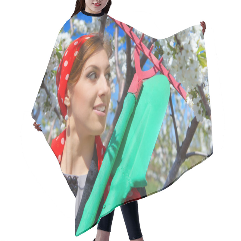 Personality  Woman Working In Garden Hair Cutting Cape