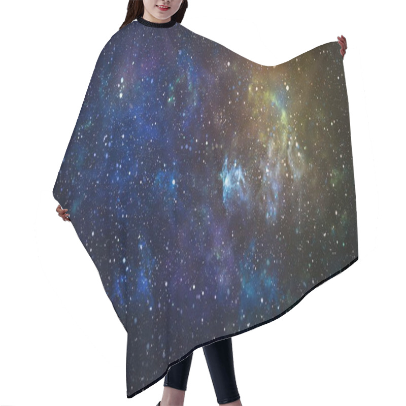 Personality  Panoramic Looking Into Deep Space. Dark Night Sky Full Of Stars. The Nebula In Outer Space. Hair Cutting Cape