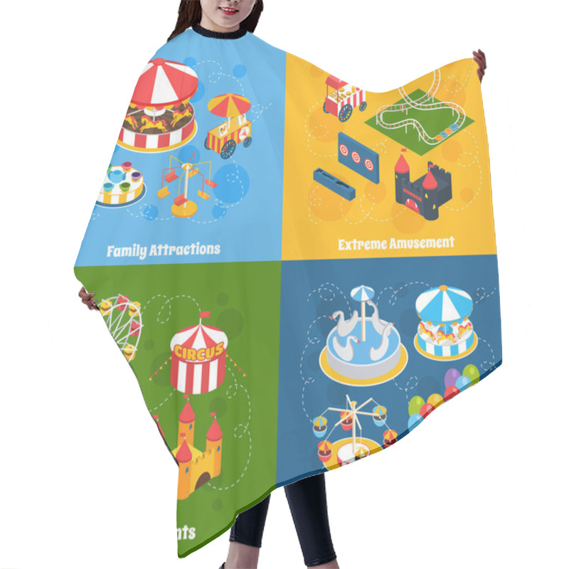 Personality  Amusement Park Isometric Hair Cutting Cape