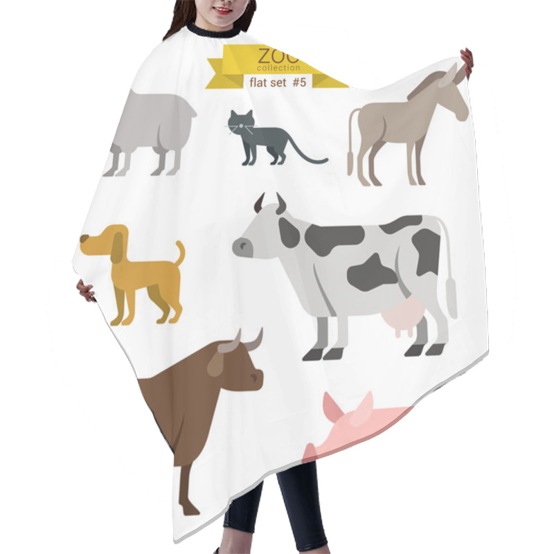 Personality  Farm Animals Icon Set Hair Cutting Cape