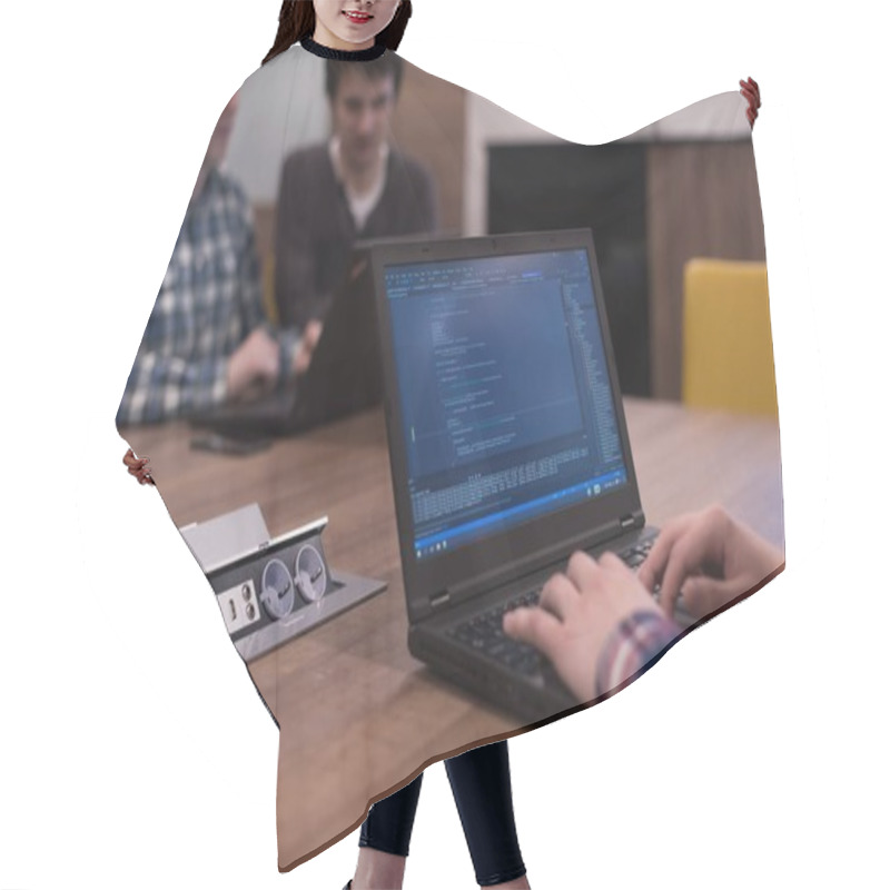 Personality  Programmer Writing Programming Code Hair Cutting Cape