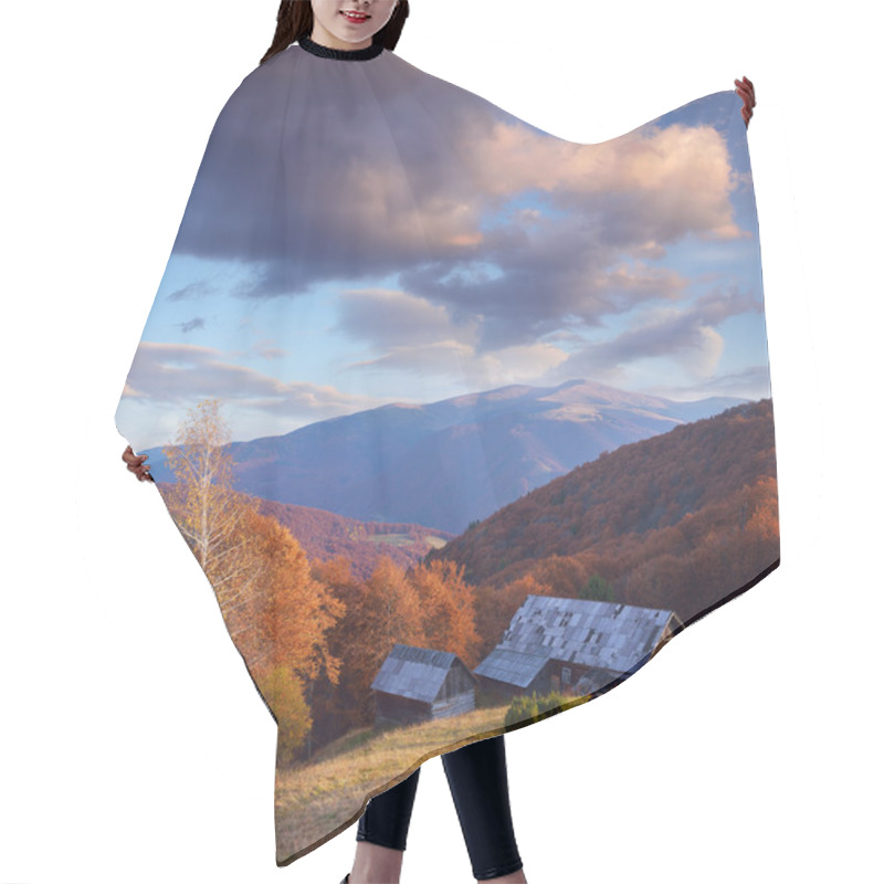 Personality  Autumn Landscape With A Wooden House Hair Cutting Cape