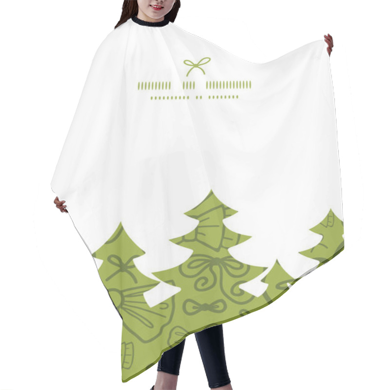 Personality  Vector Green Bows Christmas Tree Silhouette Pattern Frame Card Template Hair Cutting Cape