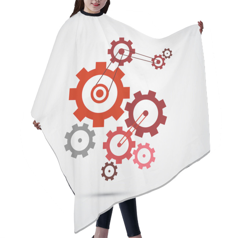 Personality  Abstract Vector Cogs, Gears Isolated On Grey Background Hair Cutting Cape