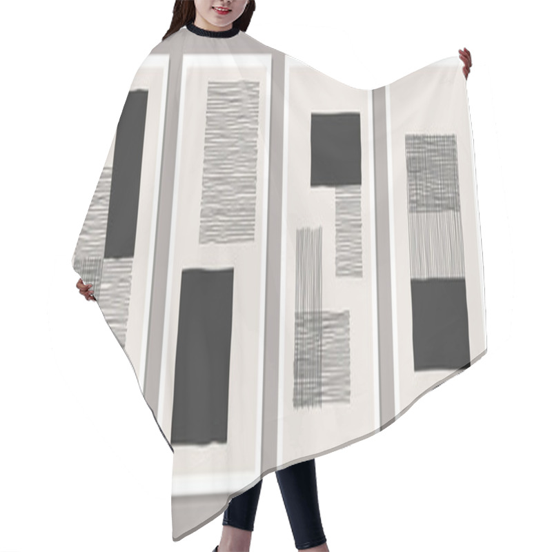 Personality  Trendy Set Of Abstract Creative Minimalist Artistic Hand Drawn Composition Hair Cutting Cape