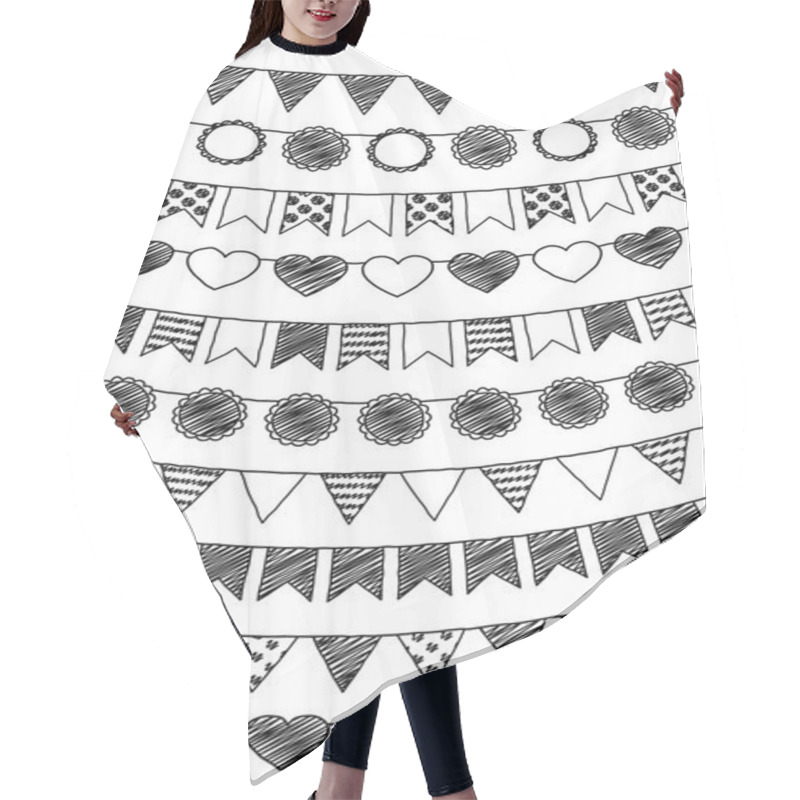 Personality  Vector Set Of Hand Drawn Doodle Bunting Hair Cutting Cape