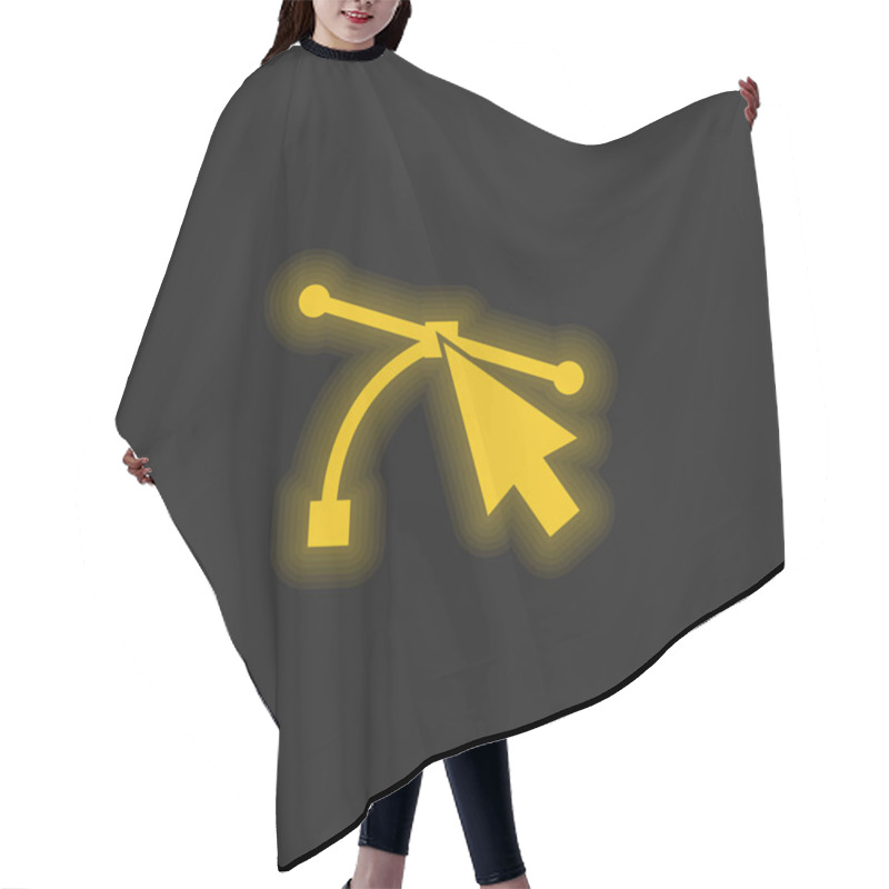 Personality  Arrow Pointing At Connector Lines Yellow Glowing Neon Icon Hair Cutting Cape