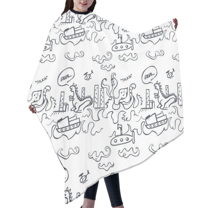 Personality  Seamless Cartoon Pattern Hair Cutting Cape