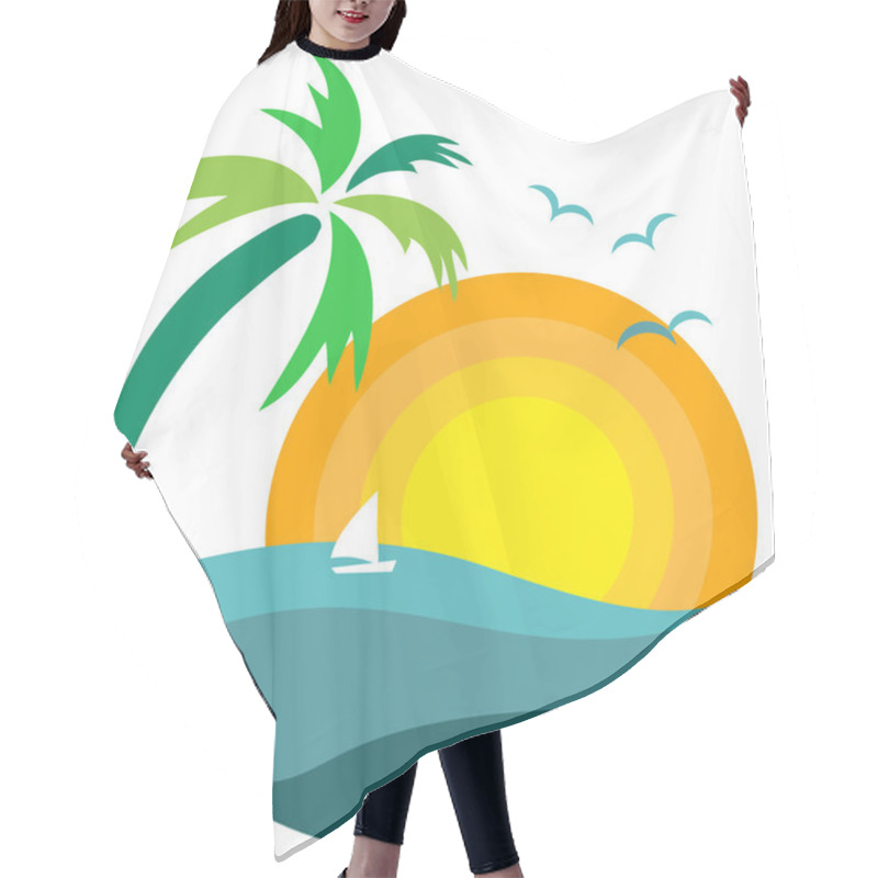 Personality  Palm Tree With Sunset View Hair Cutting Cape