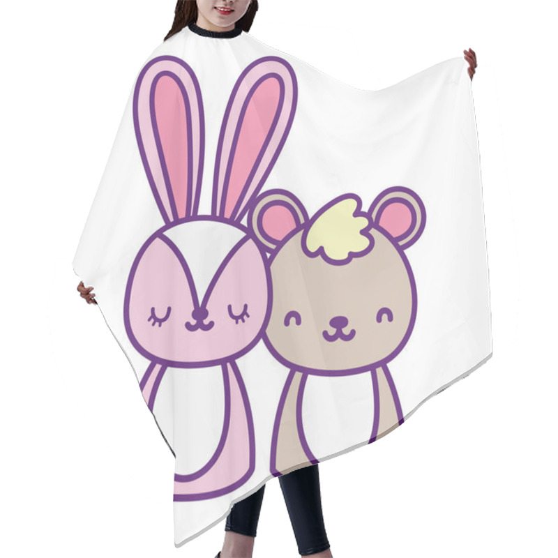 Personality  Cute Little Rabbit And Bear Cartoon Design Hair Cutting Cape