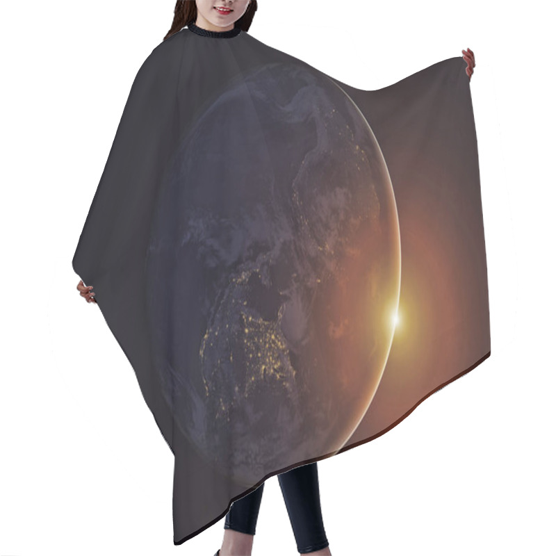 Personality  The Earth From Space At Night. South And North America. Hair Cutting Cape