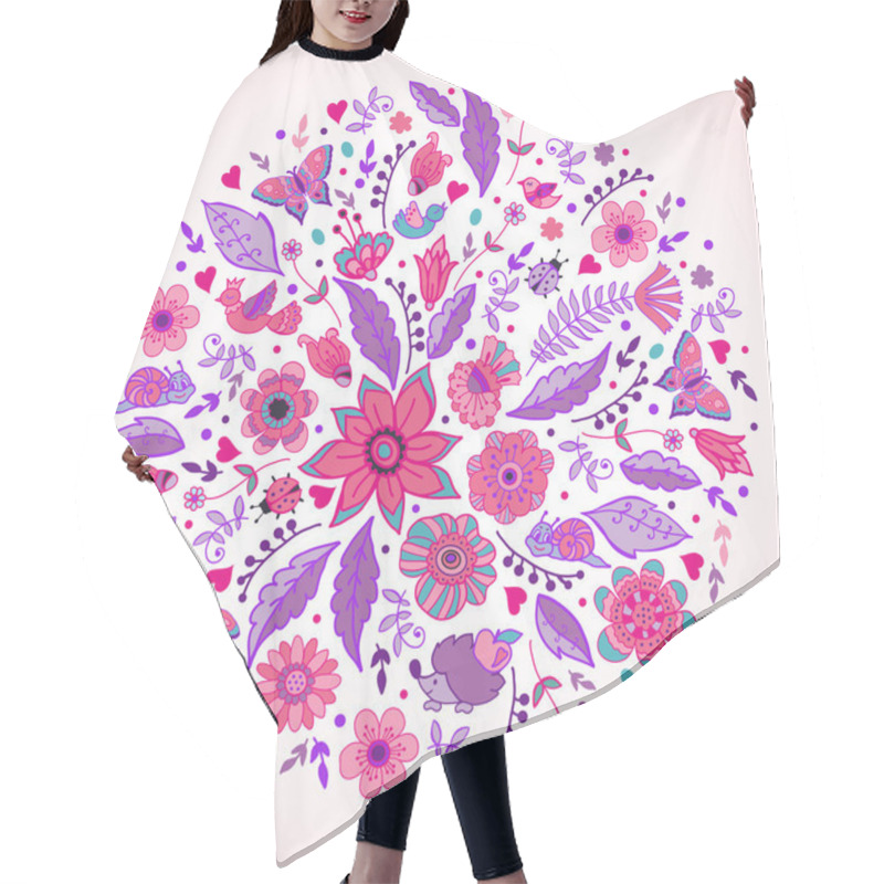 Personality  Floral Pattern With Butterflies Hair Cutting Cape