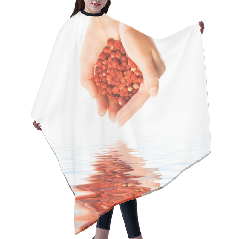 Personality  Handful Of Small Red Berries Reflected In Rendered Water Hair Cutting Cape