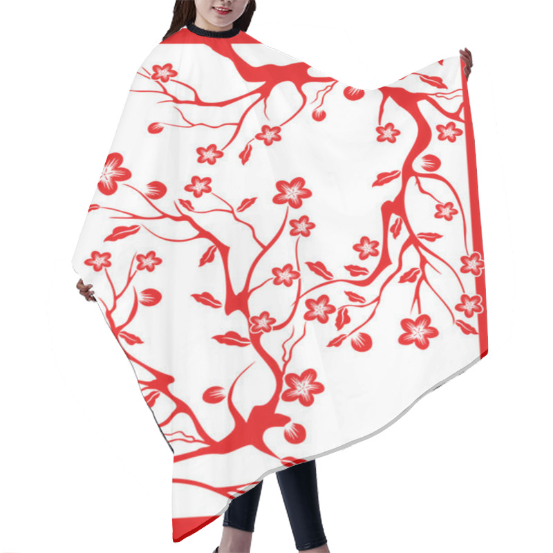 Personality  Red Plum Blossom-paper Cut Hair Cutting Cape