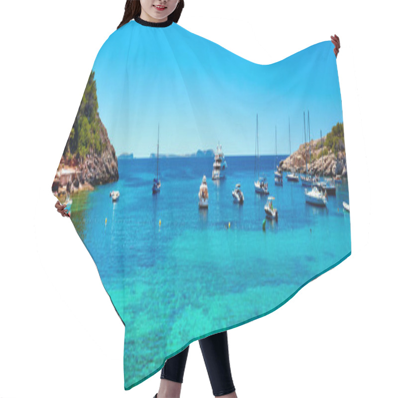 Personality  Panorama Of Sailboats At Cala Salada Lagoon Hair Cutting Cape