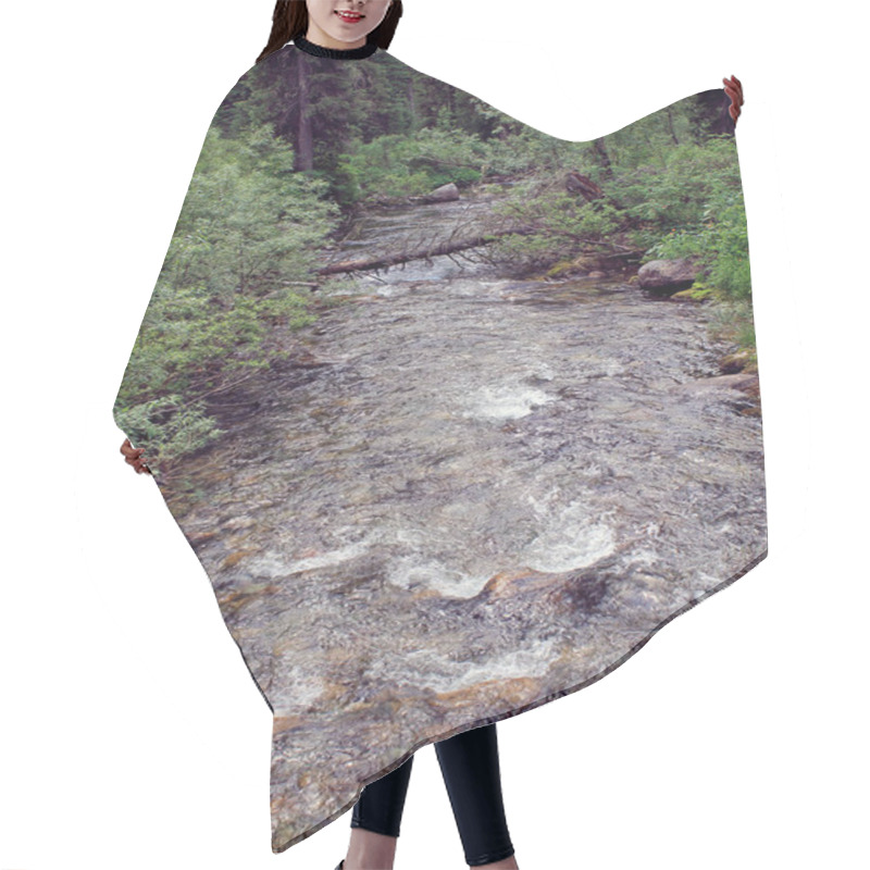 Personality  The Mountain Stone River In The Forest. Hair Cutting Cape