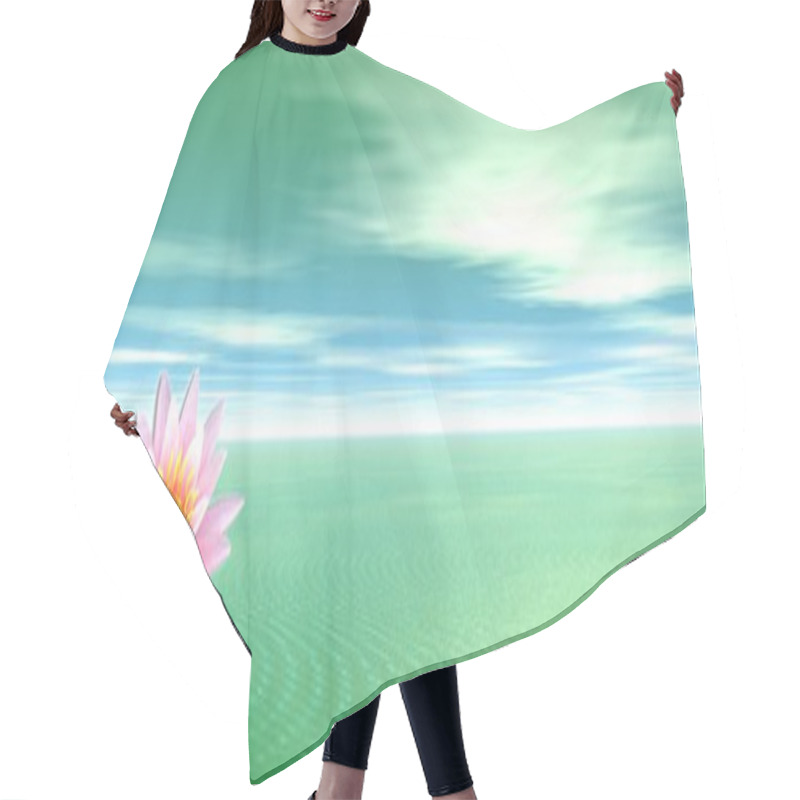 Personality  Lily Flower In Green Ocean Hair Cutting Cape