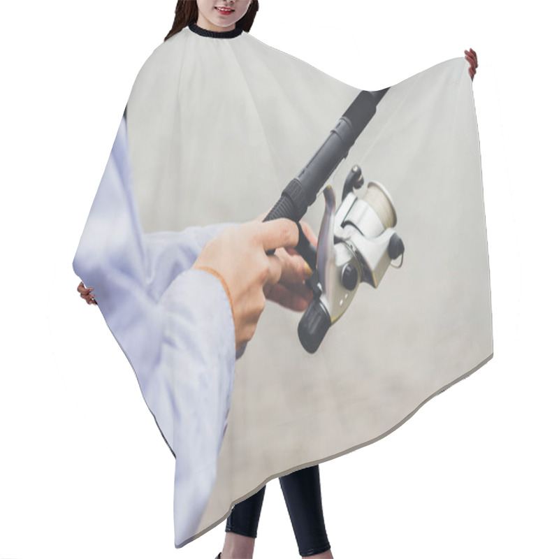 Personality  Woman Holding Fishing Rod Hair Cutting Cape