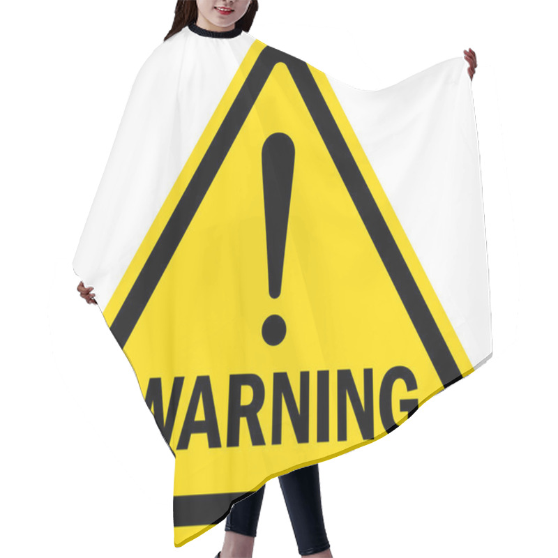 Personality  Exclamation Warning Sign. Black On Yellow Triangle Background. Safety Signs And Symbols. Hair Cutting Cape