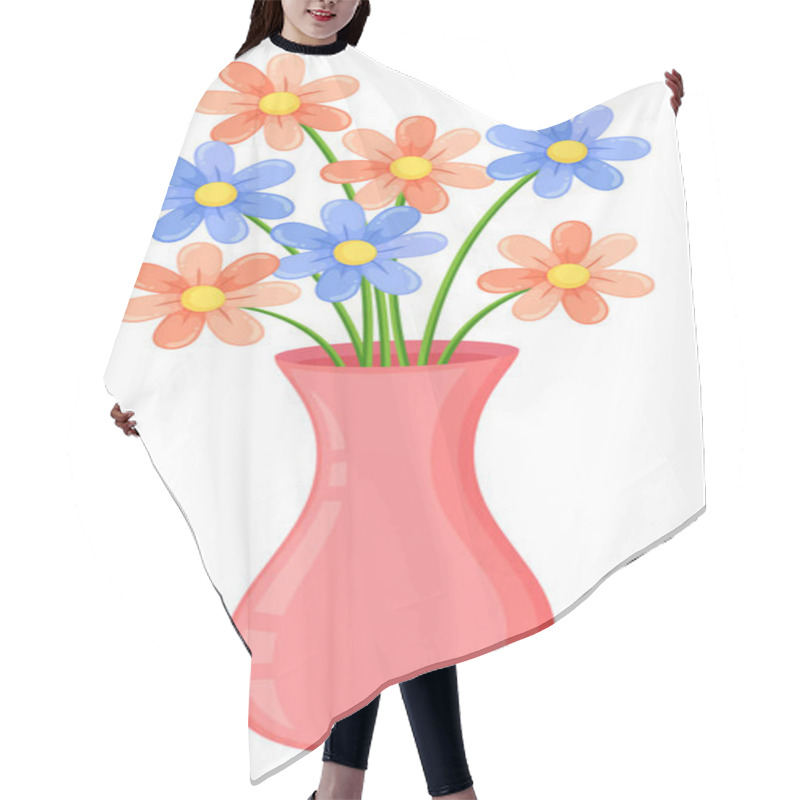 Personality  A Pink Vase With Flowers Illustration Hair Cutting Cape