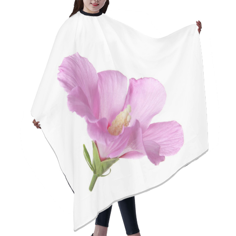 Personality  Beautiful Tropical Hibiscus Flower On White Background Hair Cutting Cape