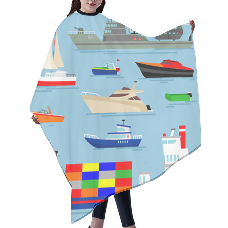 Personality  Vector Illustration Of Various Models Of Ships, Images Can Be Edited Again And Are Large So They Will Not Break If Enlarged. Images Suitable For Illustration In Magazines, Newspapers Or Books For Children. Hair Cutting Cape