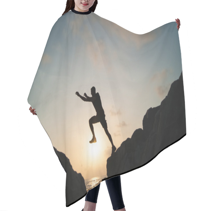 Personality  The Jumping Man On Rocks Hair Cutting Cape