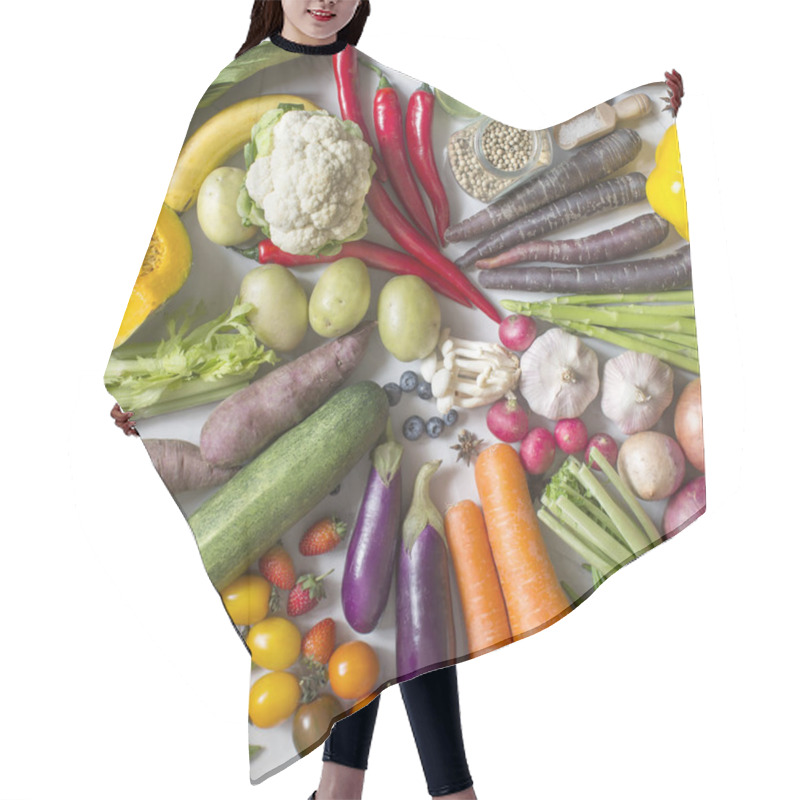 Personality  Different Raw Vegetables With Berries And Spices Hair Cutting Cape