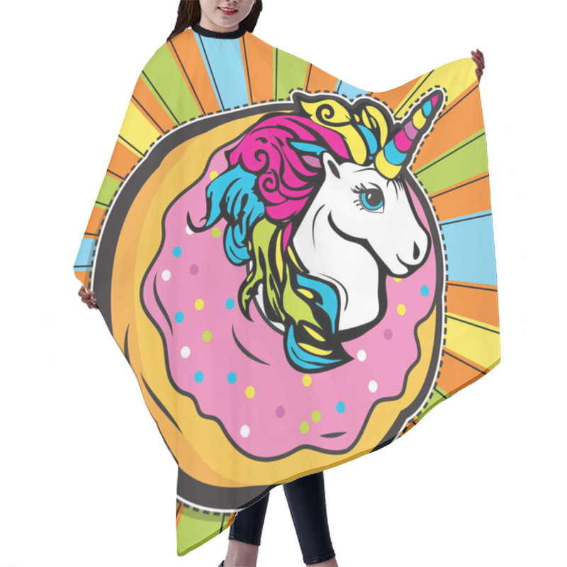 Personality  Pop Art Fashion Magic UNICORN IN DONUT Hair Cutting Cape