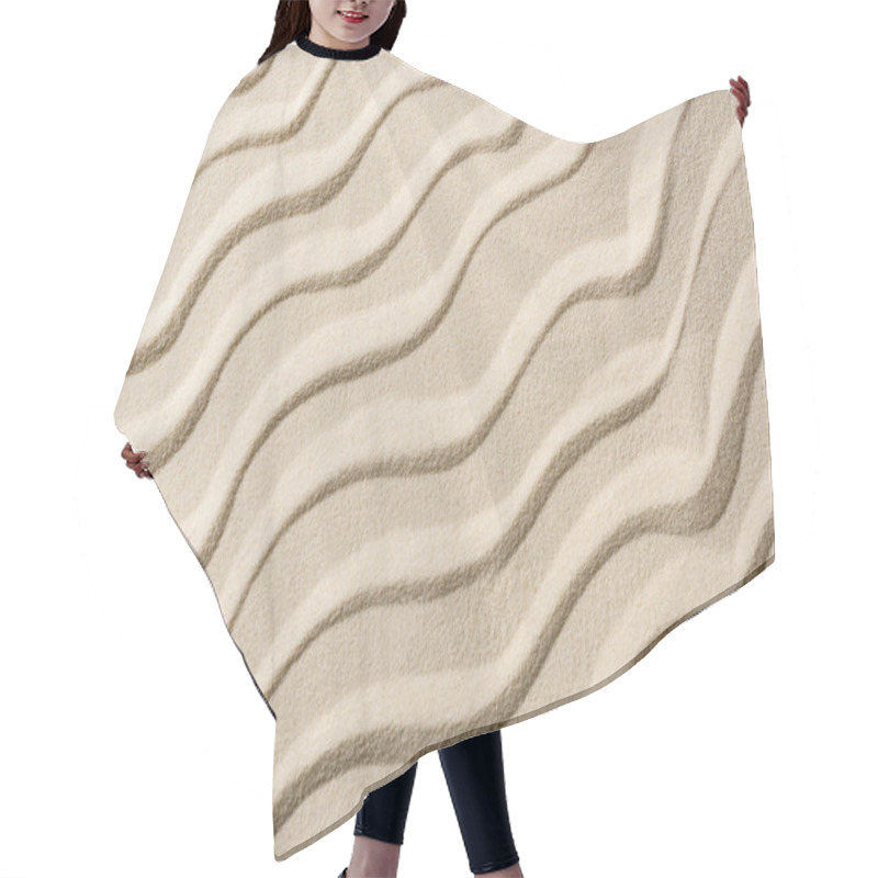 Personality  Top View Of Beige Sandy Backdrop With Smooth Waves Hair Cutting Cape