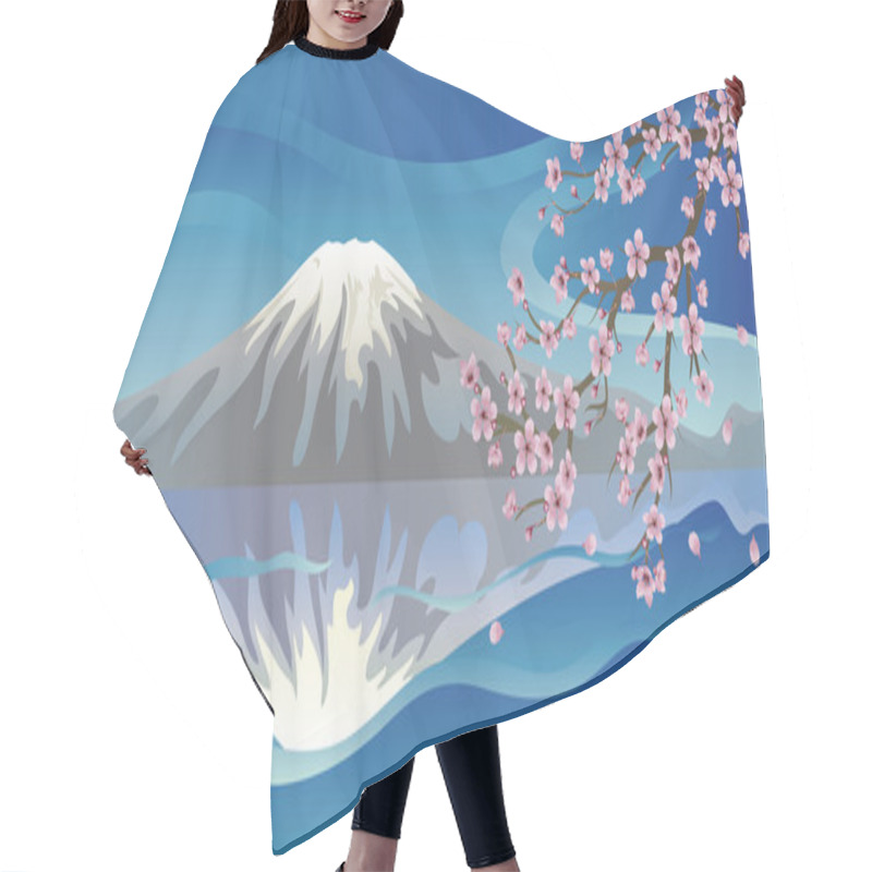 Personality  Branch Of Sakura And Volcano Hair Cutting Cape