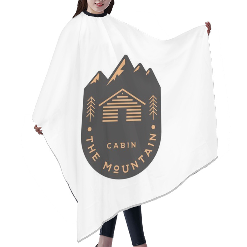 Personality  Mountain Cabin Emblem Logo Design Vector Template Hair Cutting Cape