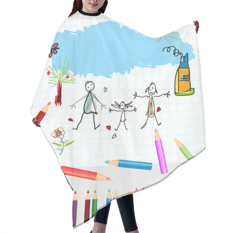 Personality  Childlike Drawing Hair Cutting Cape