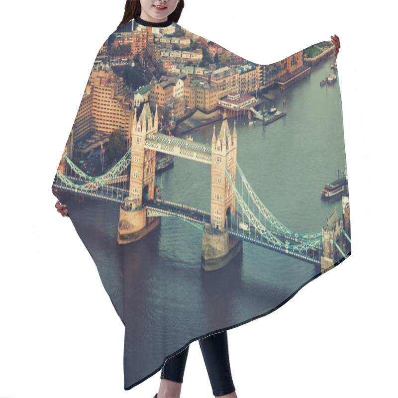 Personality  London Aerial View With  Tower Bridge In Sunset Time Hair Cutting Cape