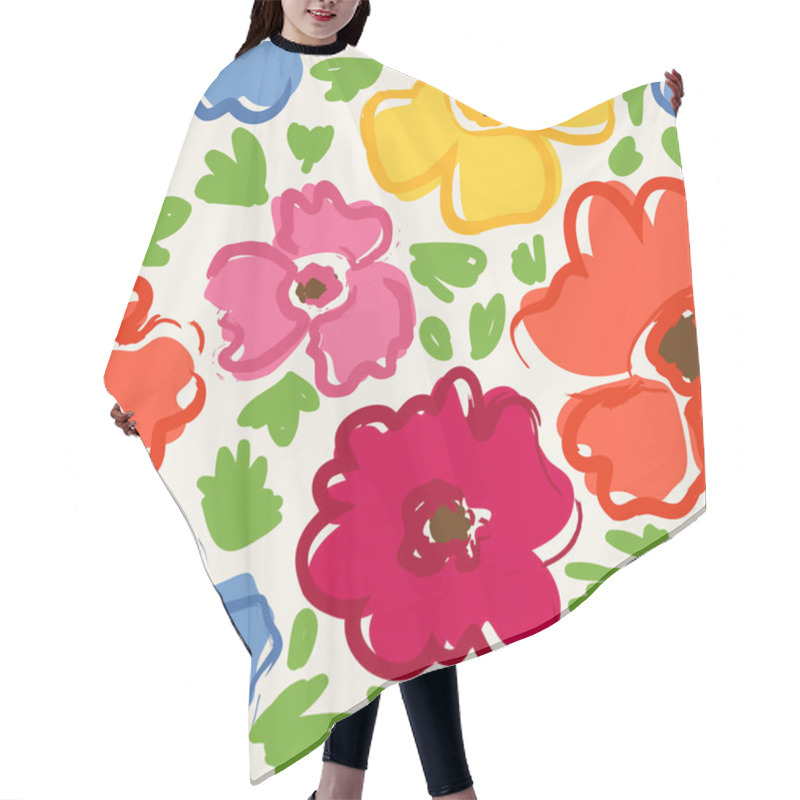 Personality  Seamless Pattern With Hand Drawn Flowers Hair Cutting Cape