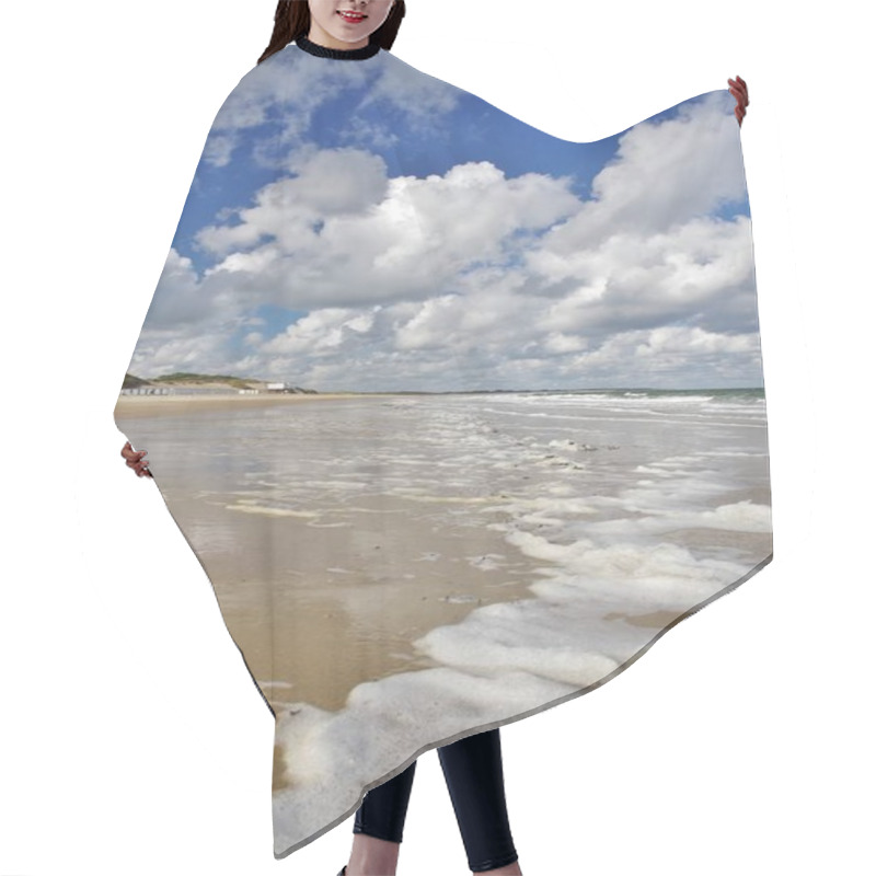 Personality  The North Sea, The Sandy Beach, Stormy Weather And A Lot Of Clouds, De Banjaard, North Beveland, Zeeland, The Netherlands Hair Cutting Cape