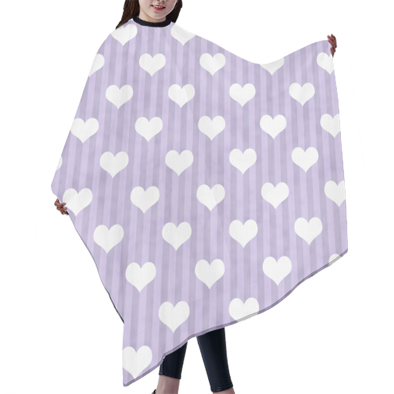 Personality  Purple And White Hearts And Stripes Fabric Background Hair Cutting Cape