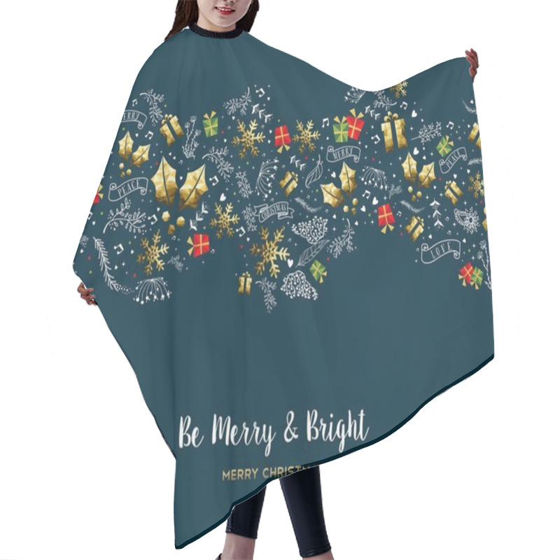 Personality  Merry Christmas Gold Pattern Decoration Card Hair Cutting Cape