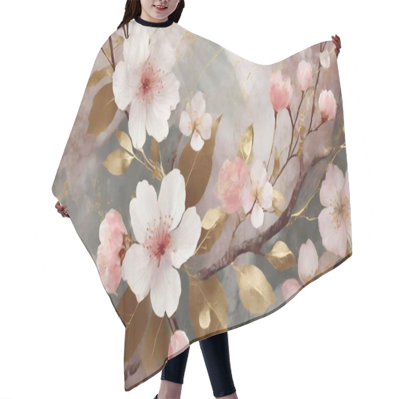 Personality  Refined Floral Harmony: Marble Texture Hair Cutting Cape