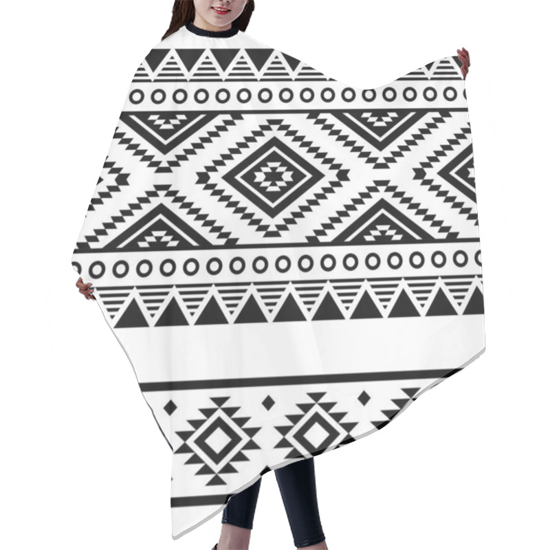 Personality  Aztec Tribal Geometric Seamless Vector Two Patterns Set, Navajo Geometric Designs In Black And White Hair Cutting Cape