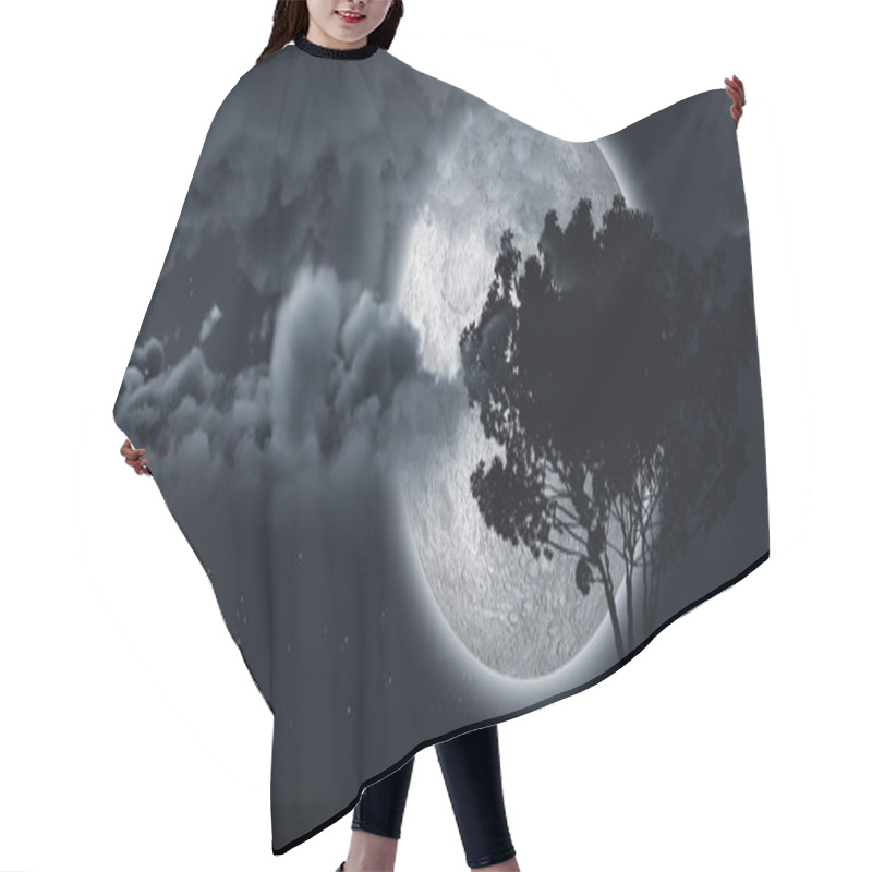 Personality  Shining Moon Hides In Clouds Hair Cutting Cape