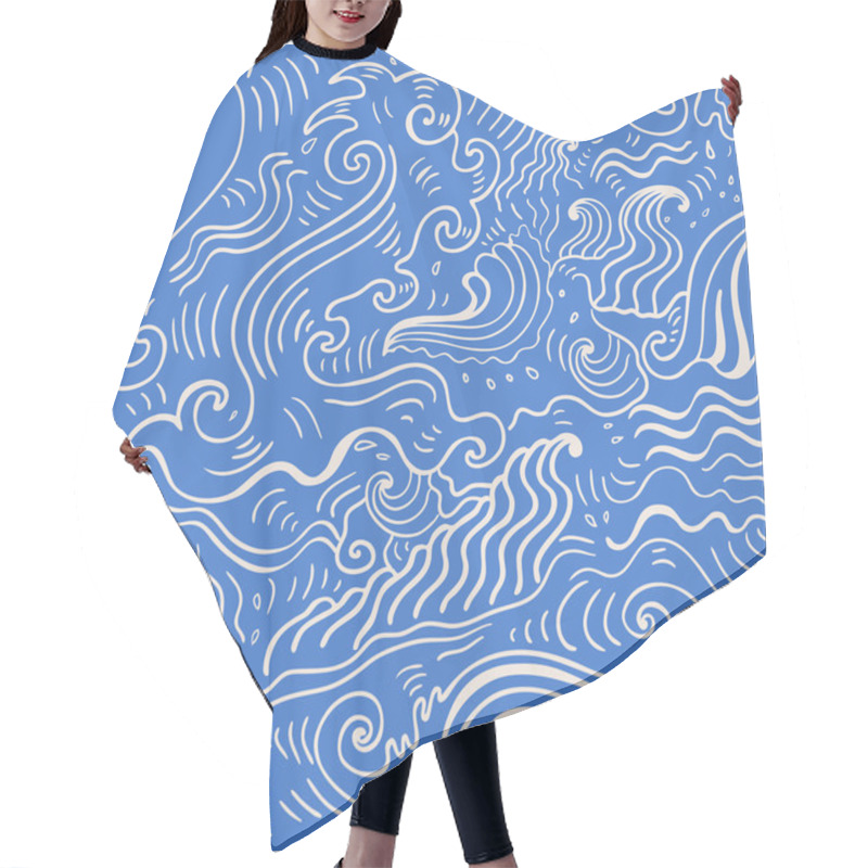 Personality  Sea Waves.  Seamless Background Hair Cutting Cape