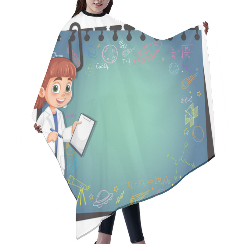 Personality  Girl In Lab Coat With Science Doodles Hair Cutting Cape