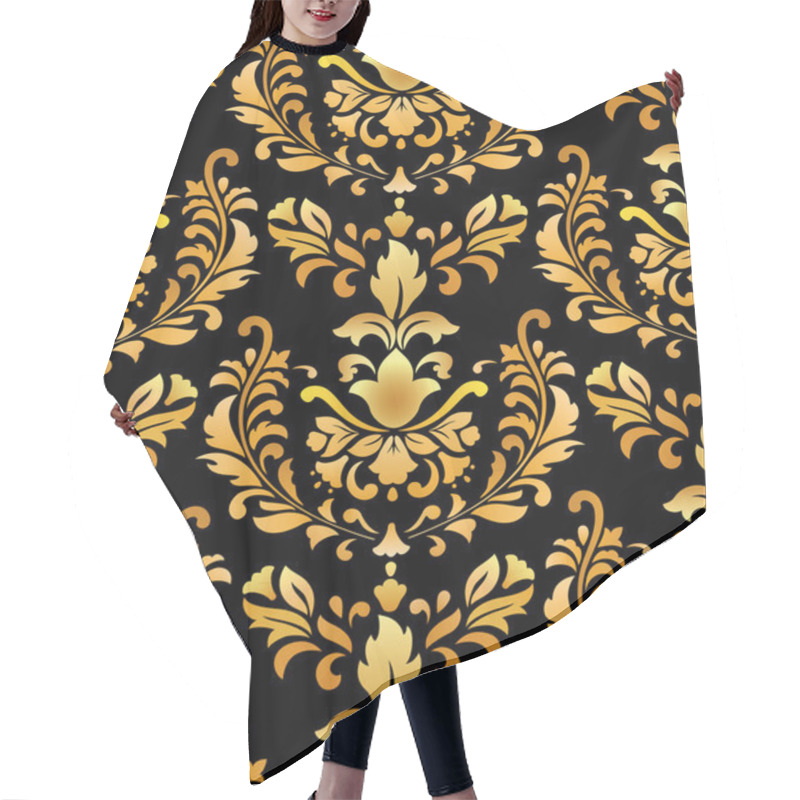 Personality  Gold Floral Pattern Hair Cutting Cape